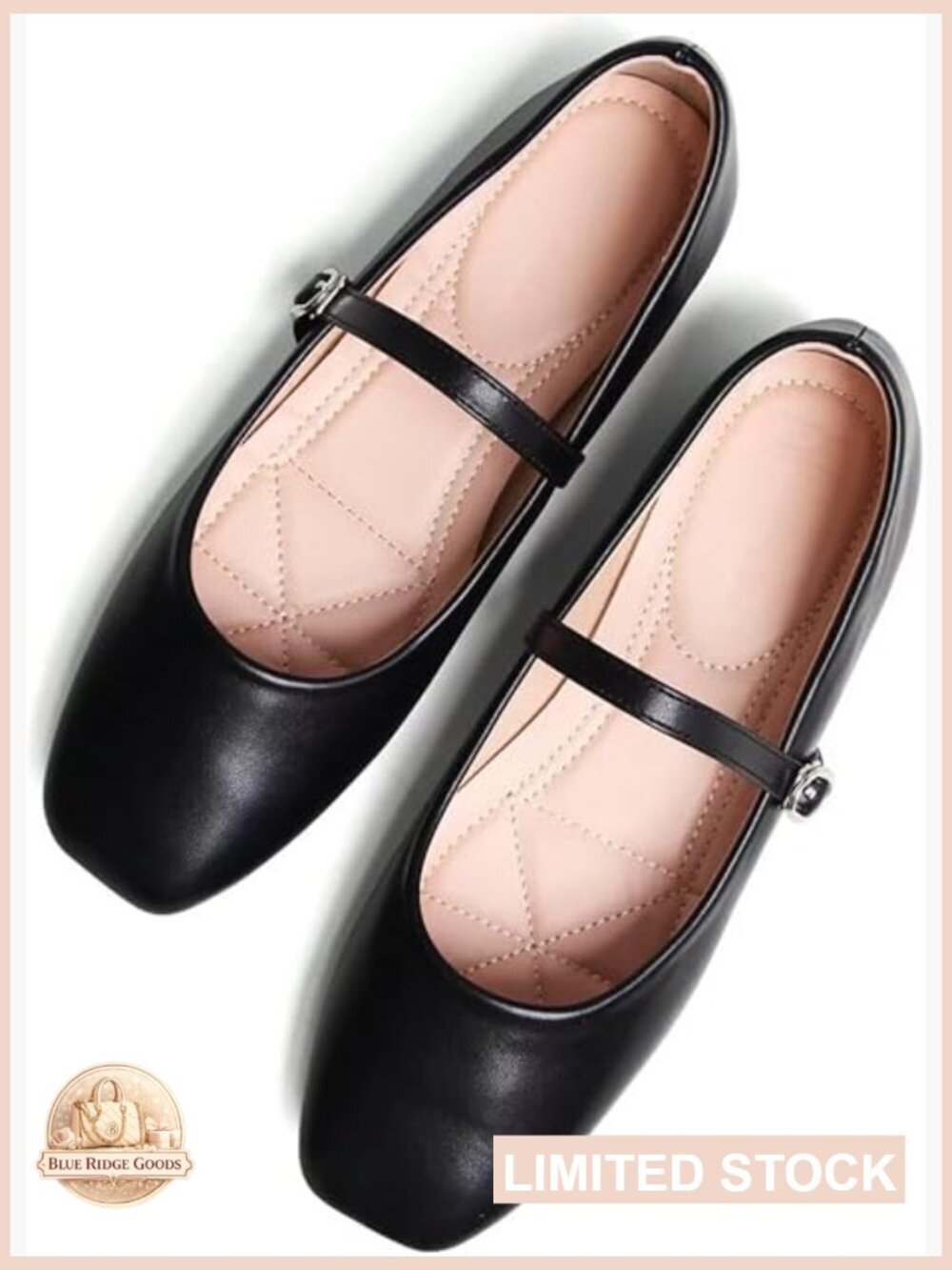 Square Toe Retro Mary Jane Flats Slip On Work Shoes